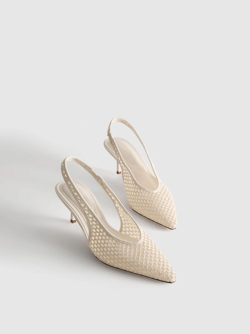 Woven Mesh Pointed Court Heels