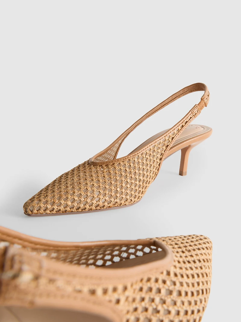 Woven Mesh Pointed Court Heels