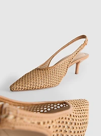 Woven Mesh Pointed Court Heels