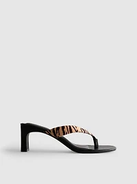 Animal Pattern Toe Post Heeled Mules
