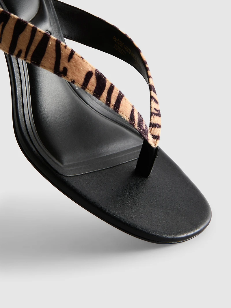 Animal Pattern Toe Post Heeled Mules