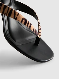 Animal Pattern Toe Post Heeled Mules