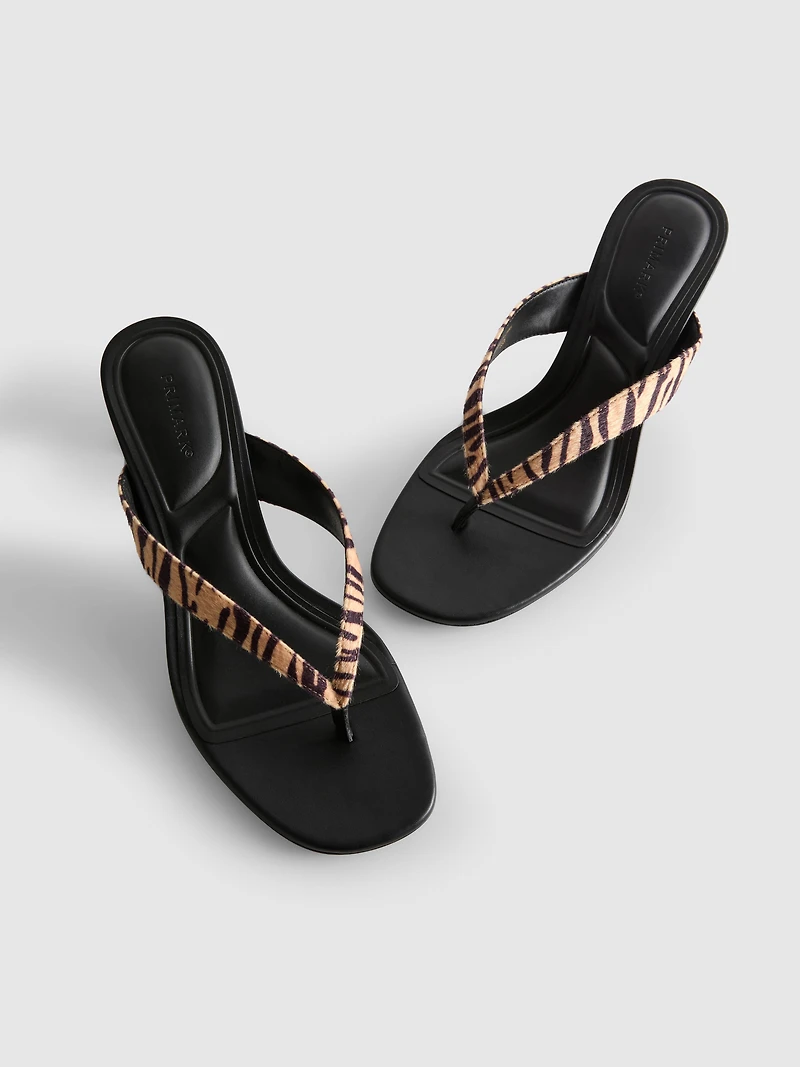 Animal Pattern Toe Post Heeled Mules