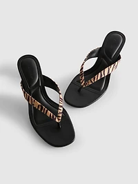 Animal Pattern Toe Post Heeled Mules