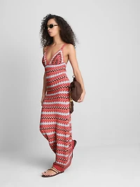 Paula Echevarría Crochet V-Neck Maxi Dress