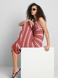 Paula Echevarría Crochet V-Neck Maxi Dress