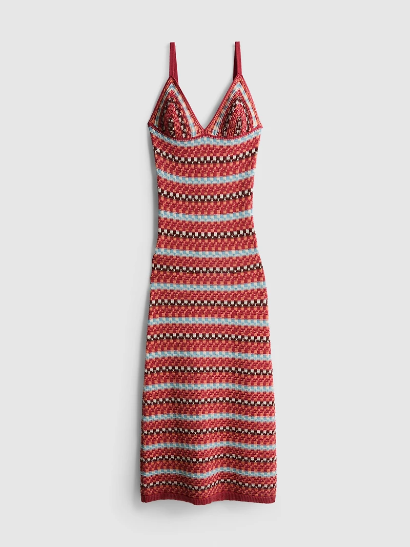 Paula Echevarría Crochet V-Neck Maxi Dress