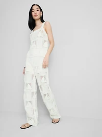 Cotton Rich Crochet Straight Leg Pants