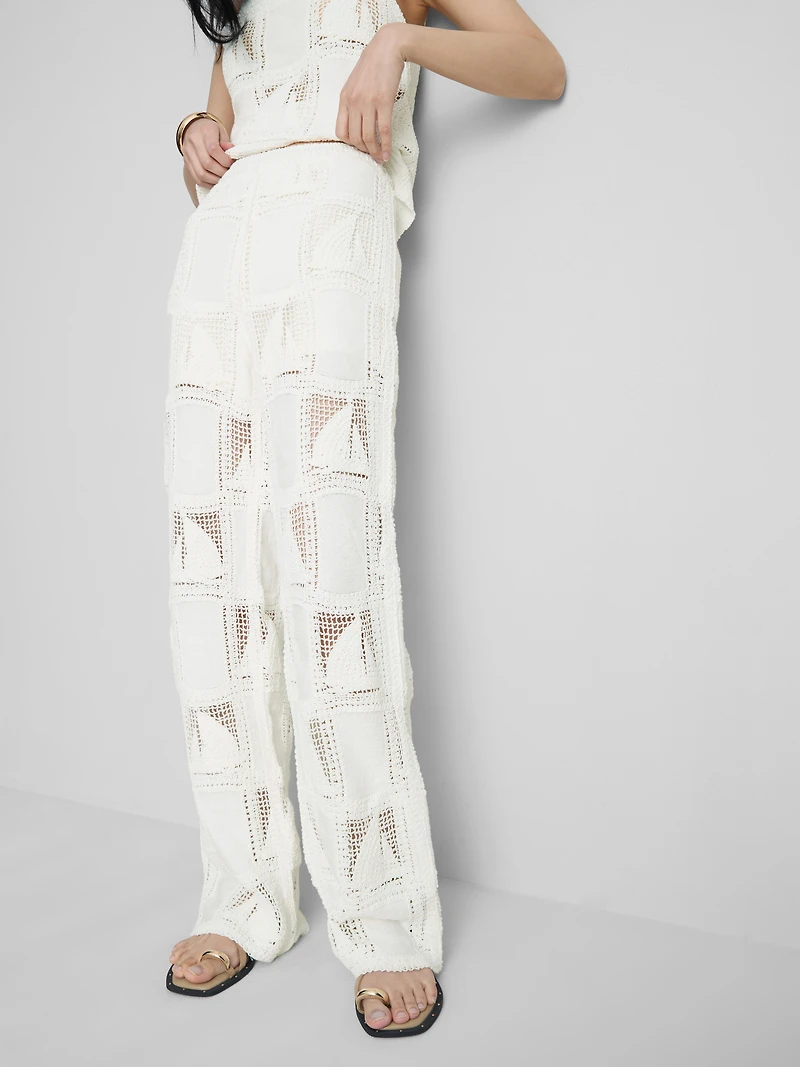 Cotton Rich Crochet Straight Leg Pants