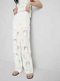 Cotton Rich Crochet Straight Leg Pants