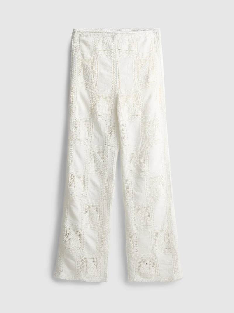Cotton Rich Crochet Straight Leg Pants