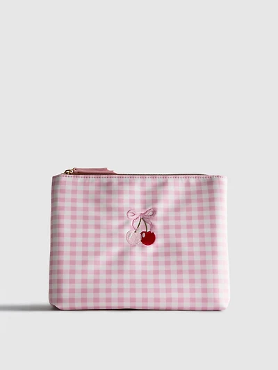 Gingham Fold-Out Wash Bag
