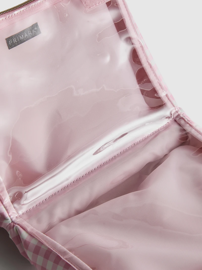 Gingham Fold-Out Wash Bag