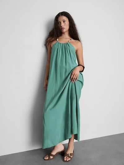 The Edit Strappy Beaded Column Midi Dress