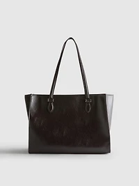 Crackle Faux Leather Tote Bag