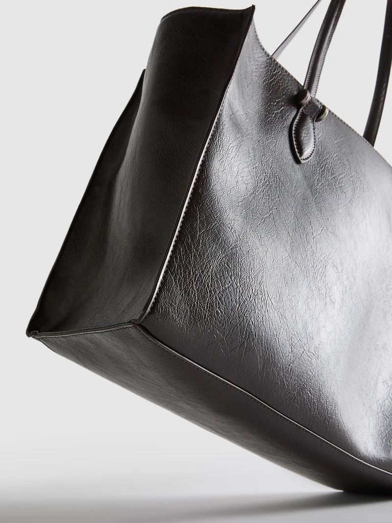 Crackle Faux Leather Tote Bag