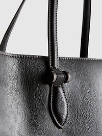 Crackle Faux Leather Tote Bag