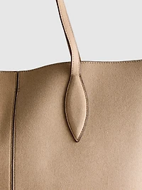 Faux Suede Panel Tote Bag