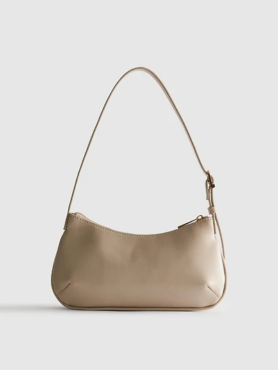 Curved Faux Leather Shoulder Bag