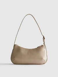 Curved Faux Leather Shoulder Bag