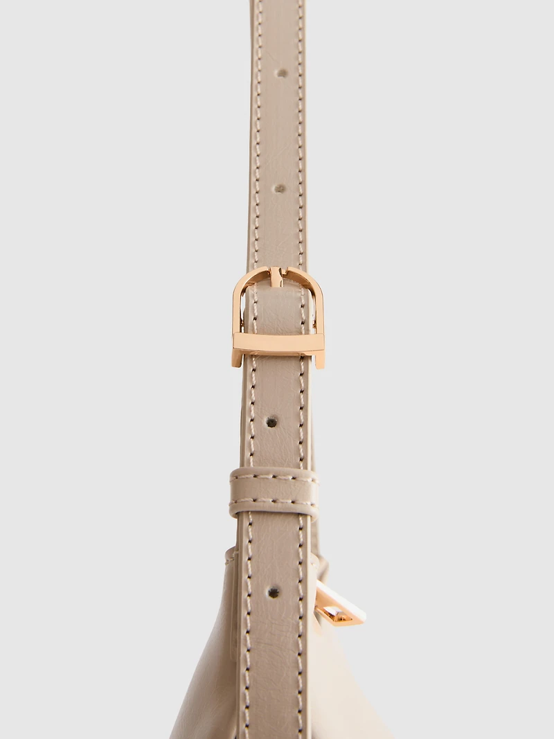 Curved Faux Leather Shoulder Bag