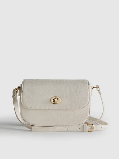 Faux Leather Snake Crossbody Bag