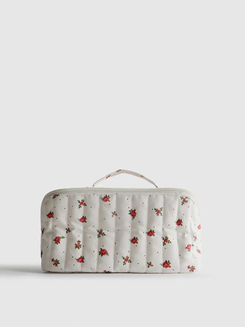 Quilted Flat-Lay Makeup Bag
