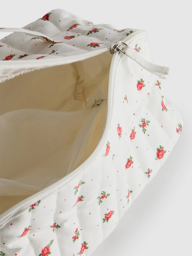 Quilted Flat-Lay Makeup Bag