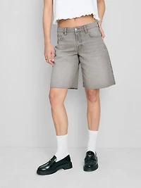 Raw Hem Denim Bermuda Shorts