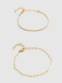 2pk Waterproof Mixed-Design Bracelets
