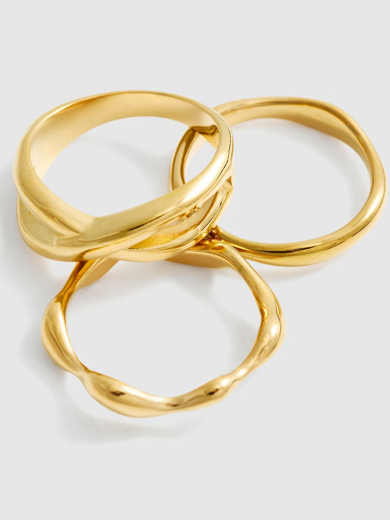 3pk Waterproof Mixed Design Rings