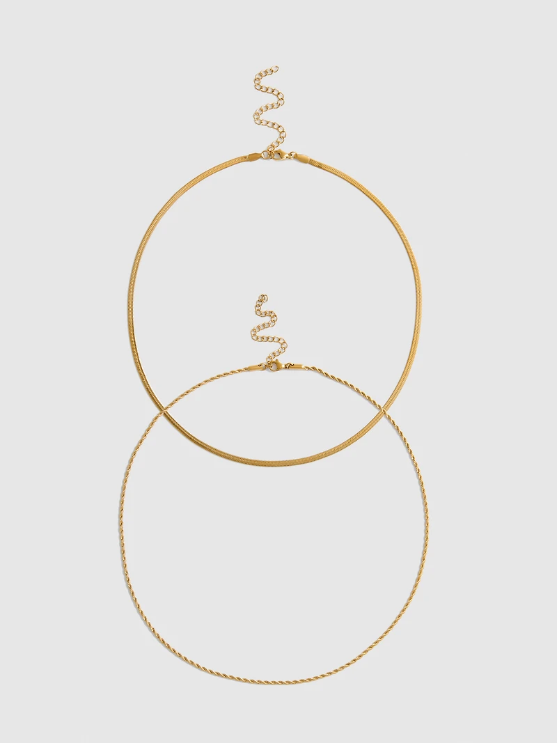 2pk Waterproof Layered Necklaces