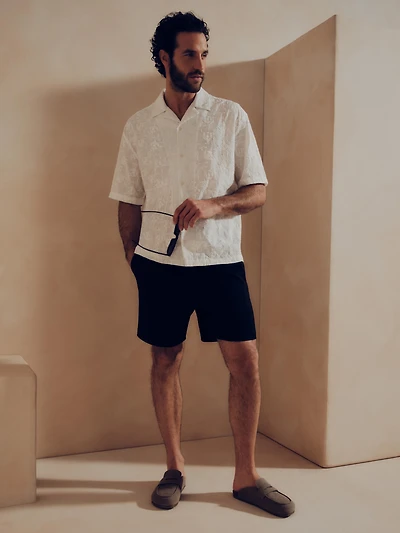 The Edit Embroidered Cotton Short Sleeve Shirt