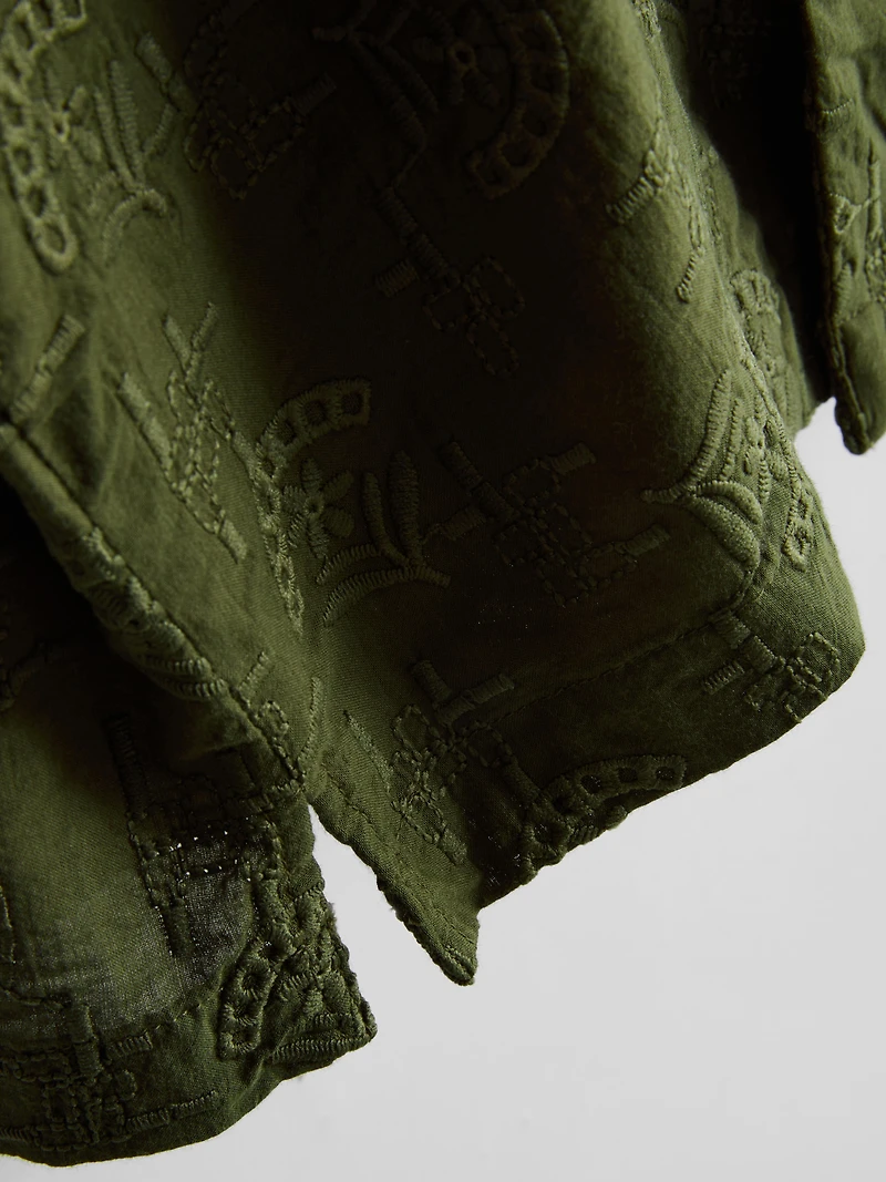 The Edit Embroidered Cotton Short Sleeve Shirt