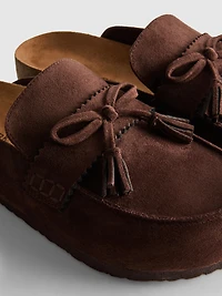 Faux Suede Tassel Clog Sandals