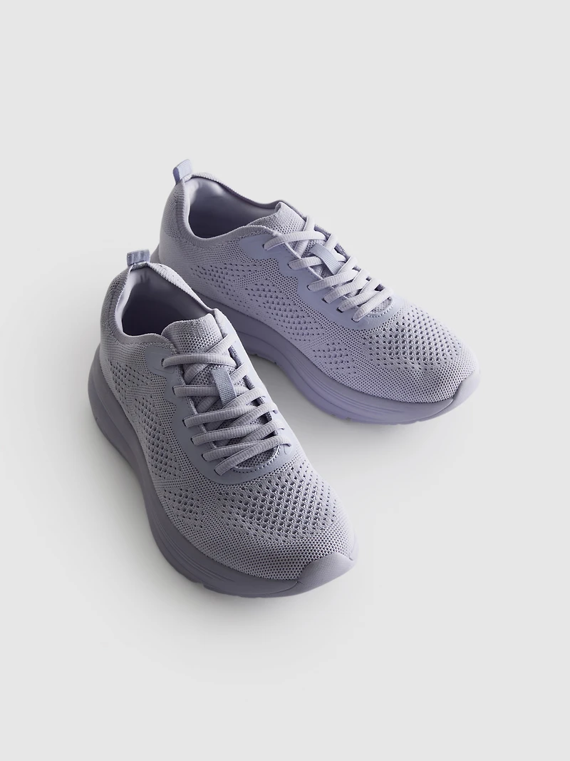 Knitted Lace-Up Sneakers