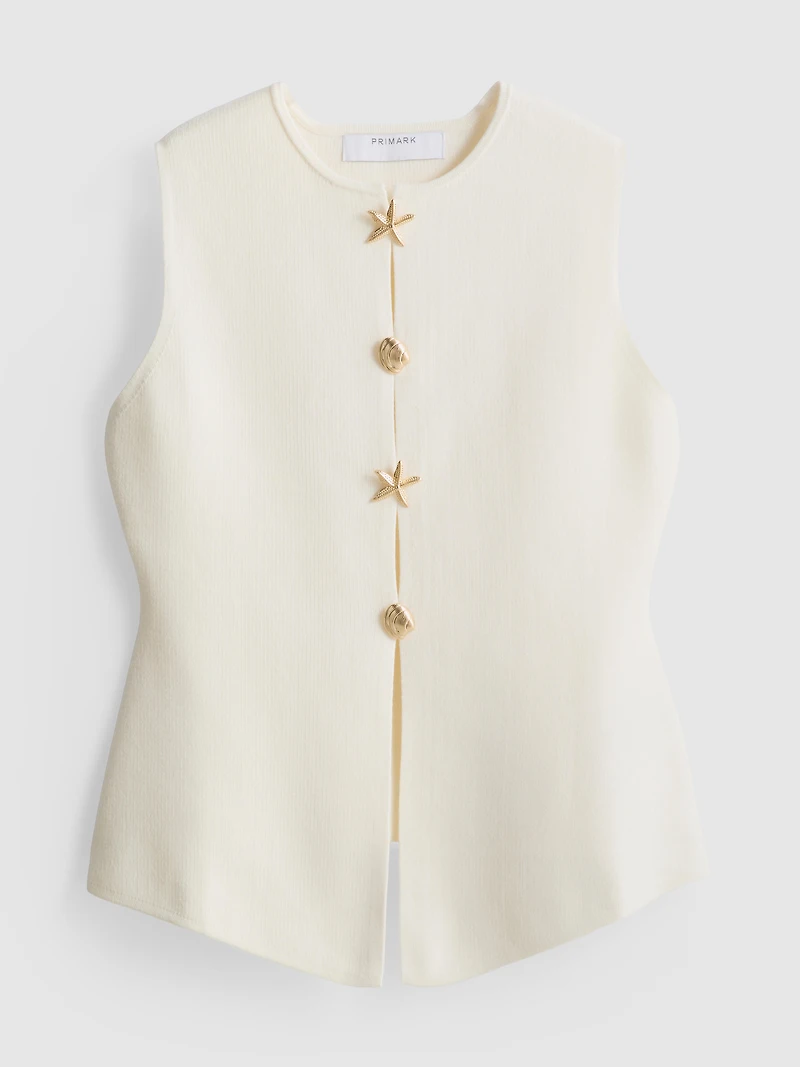 Sculpted Button Through Waistcoat