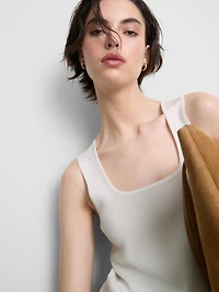 Knitted Square Neck Tank Top