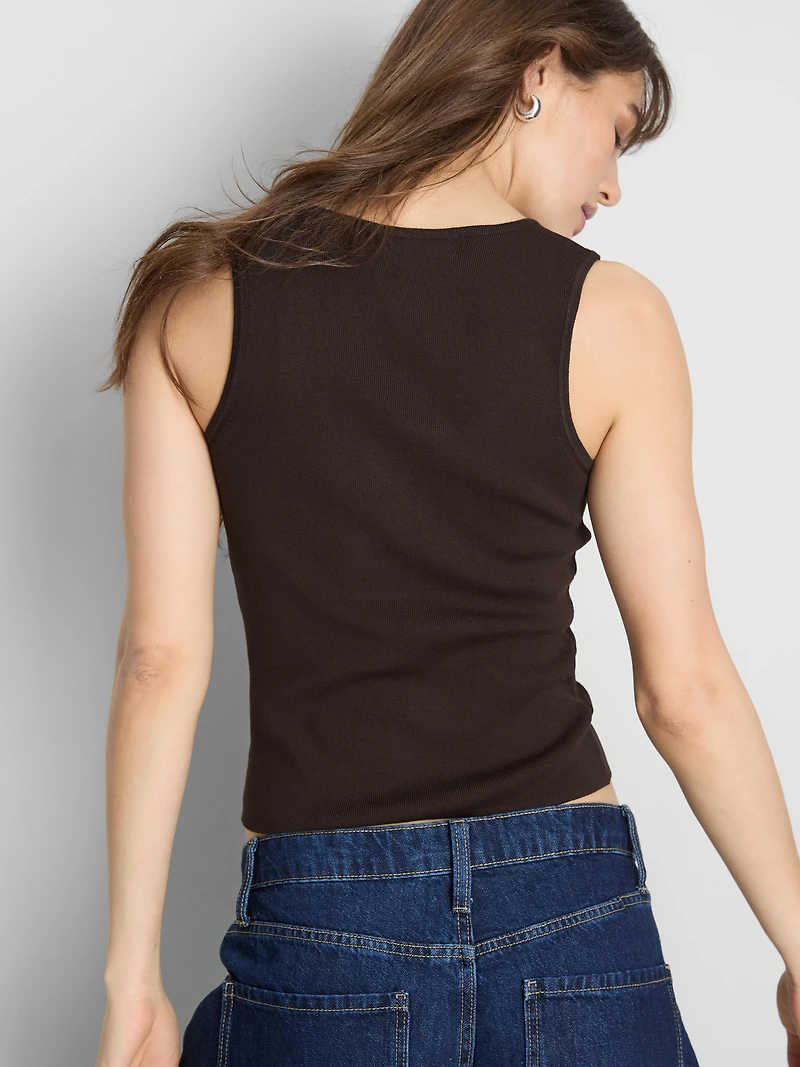 Knitted Square Neck Tank Top