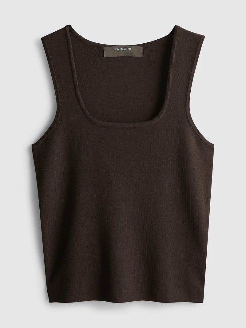 Knitted Square Neck Tank Top