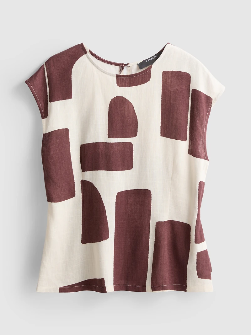Printed Cap Sleeve Blouse