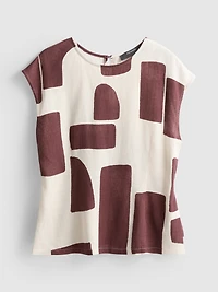 Printed Cap Sleeve Blouse