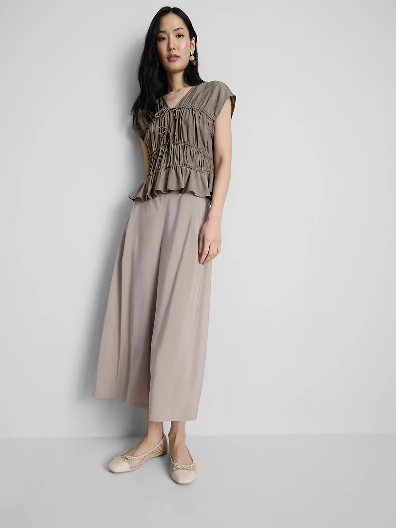 Tie-Front Crinkle Top