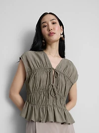 Tie-Front Crinkle Top