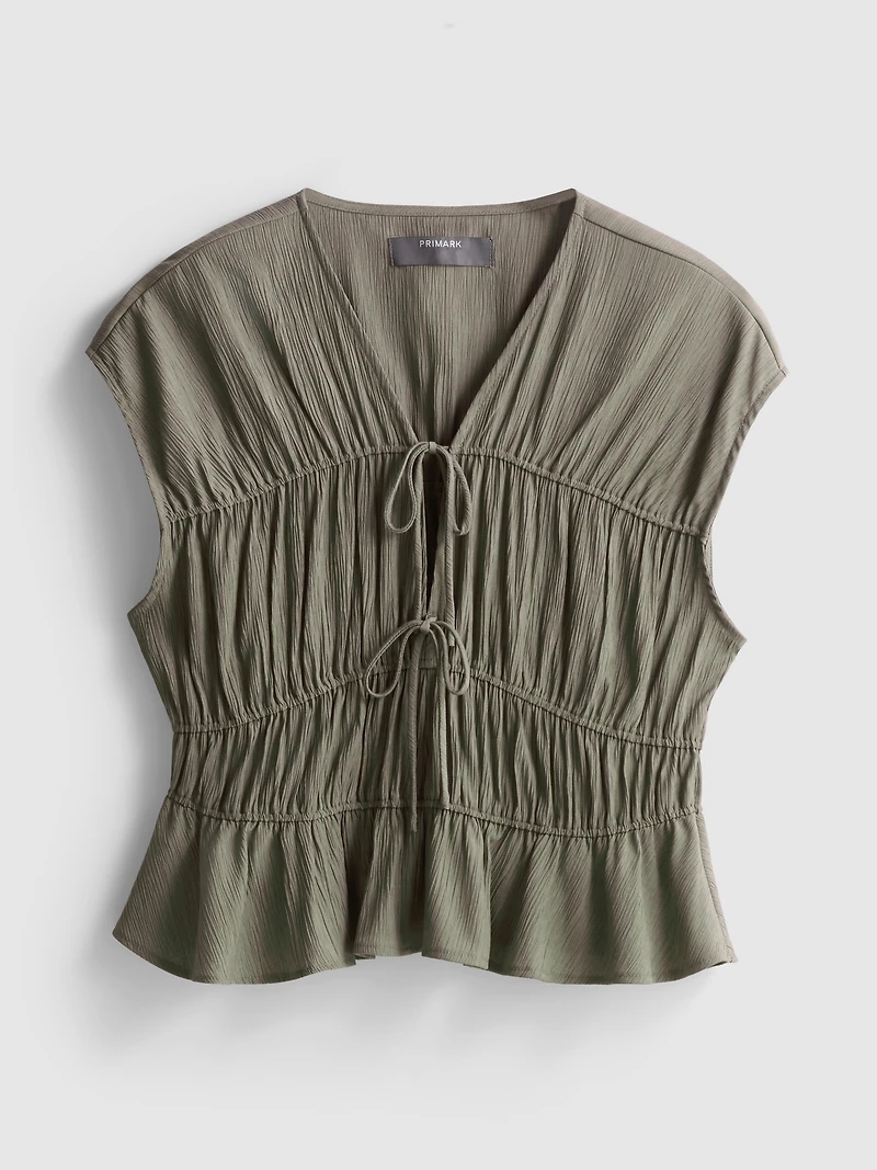 Tie-Front Crinkle Top