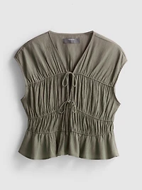 Tie-Front Crinkle Top