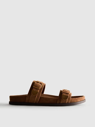 Paula Echevarría Double-Strap Buckle Sandals