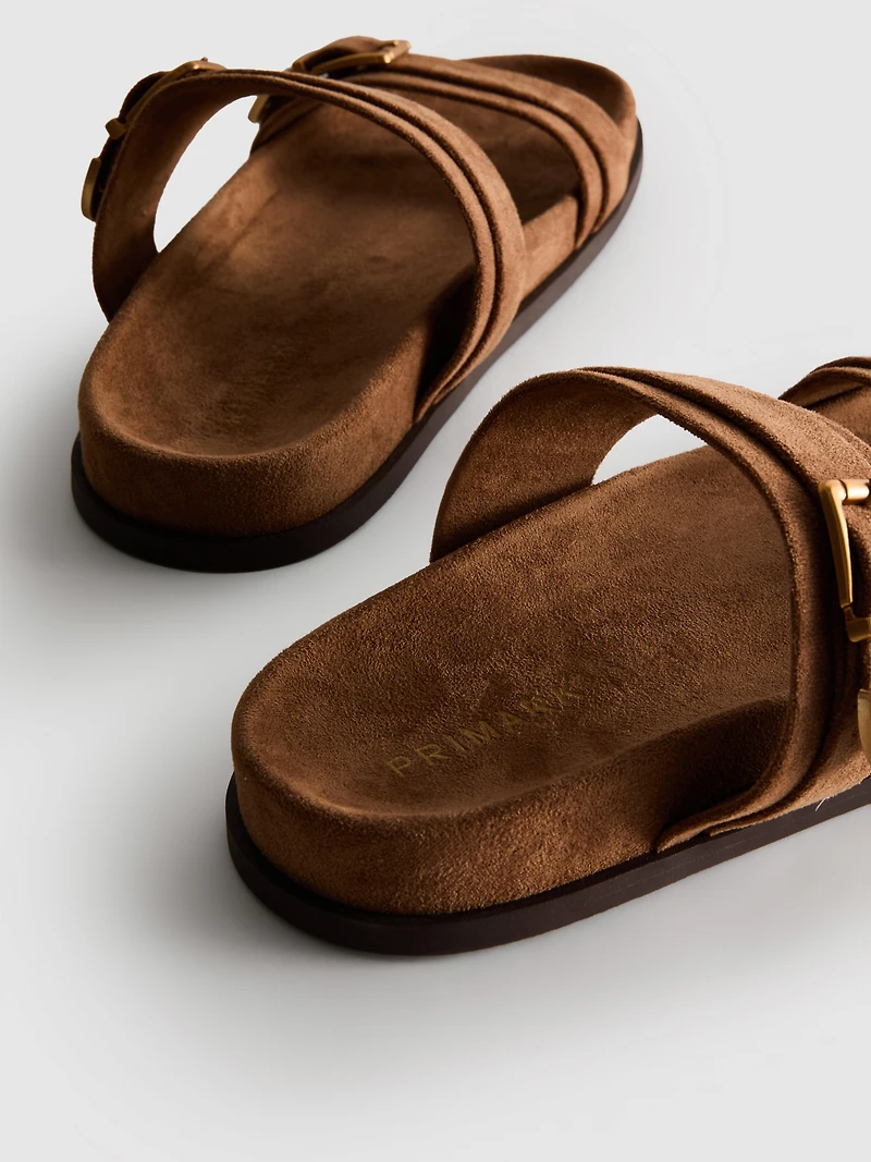Paula Echevarría Double-Strap Buckle Sandals