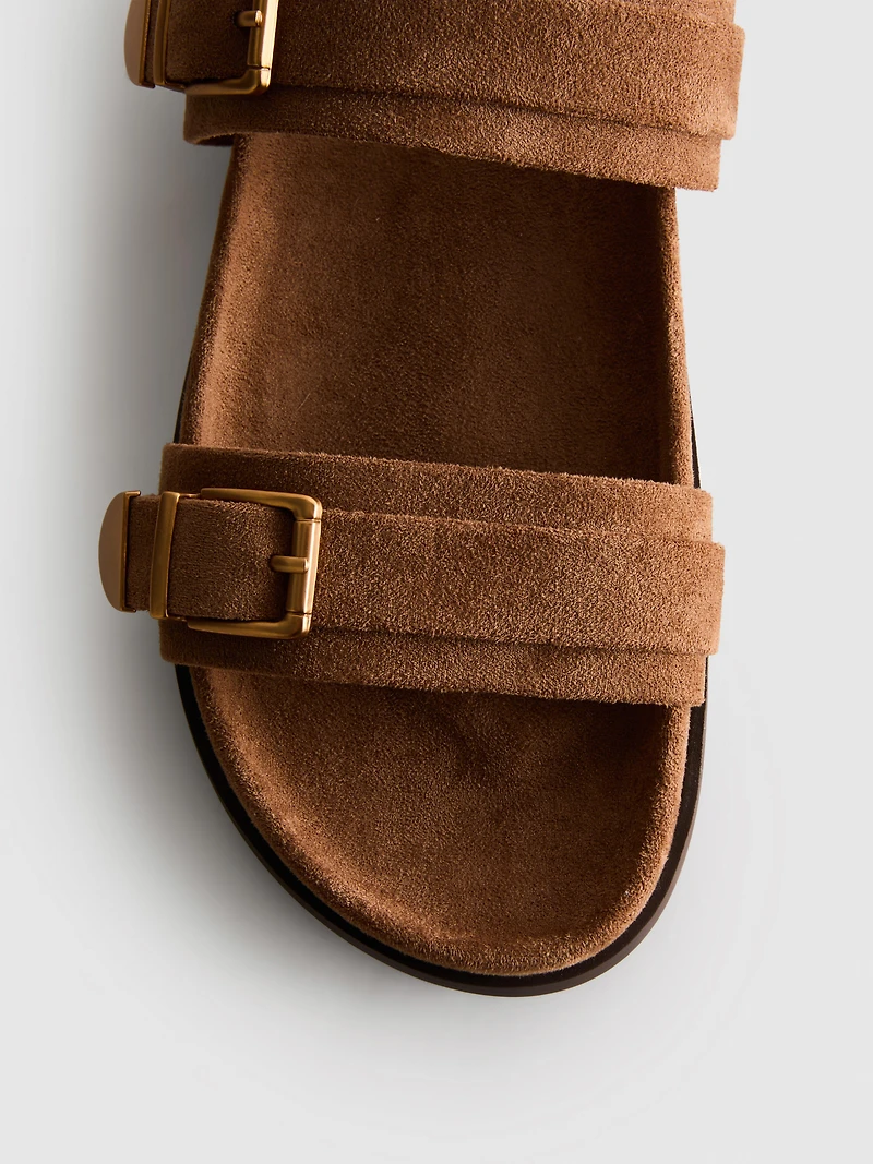 Paula Echevarría Double-Strap Buckle Sandals