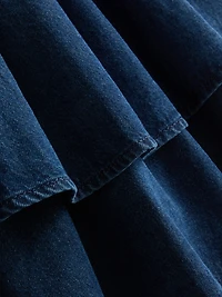 Cotton Denim Ruffle Mini Skirt